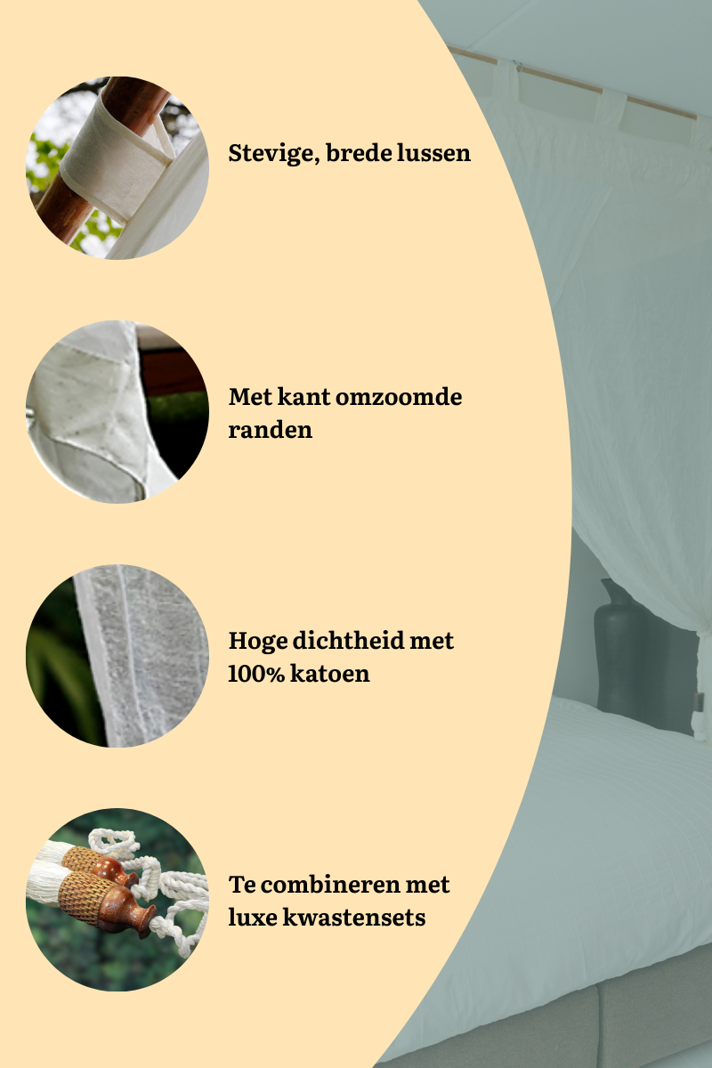 afbeelding met de voordelen van een klamboe van luxeklamboe.nl